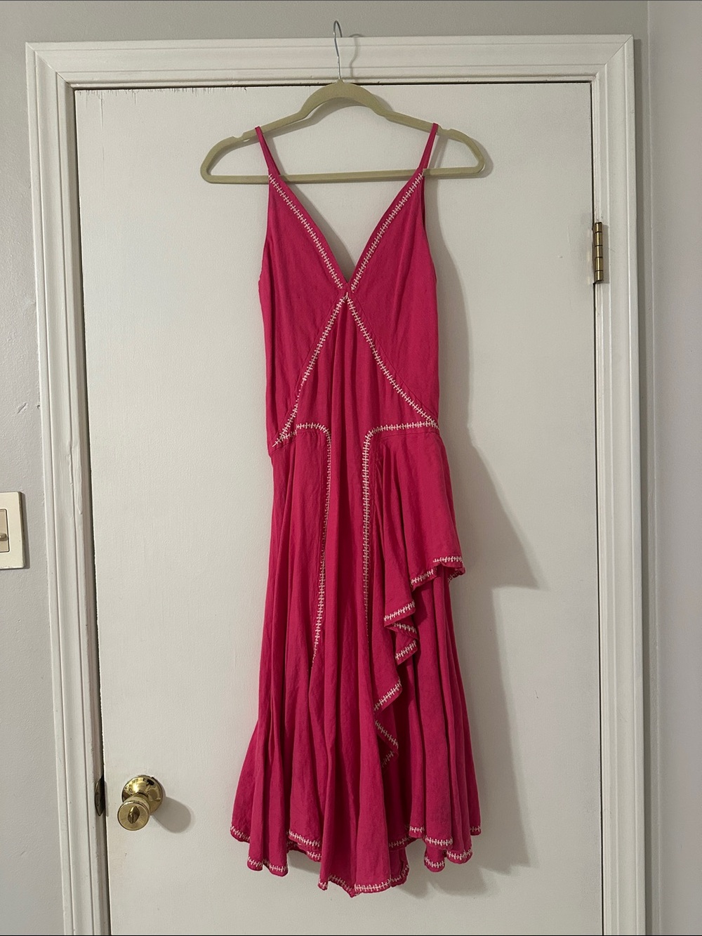 Pink Spaghetti Strap V‑Neck Maxi Dress